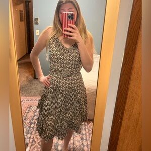 dressbarn country Black and Cream rope Print Midi Dress